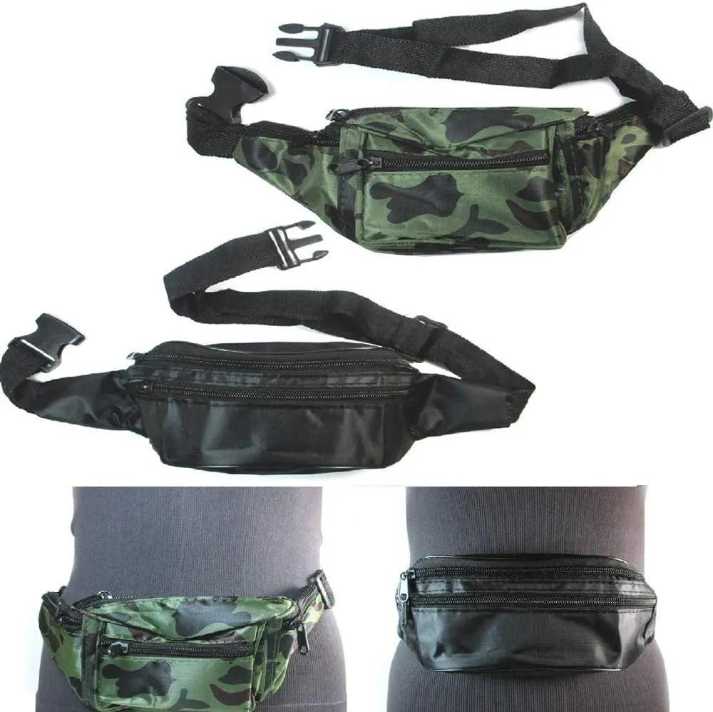 20 Lot Fanny Pack Waist Pouch Travel Utility Bag Belt Adjustable 3 Pocket Sports