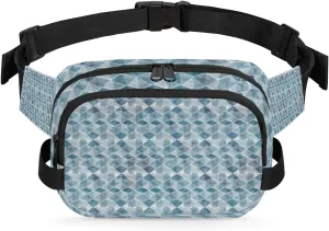 Abstract Blue Grey Fanny Pack Crossbody Bags for Women Men Waist Packs Hip Bum Bag Cross Body Fanny Pack with Adjustable Strap for Running Hiking Travel