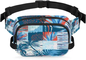 Abstract Blue Tree Fanny Pack Crossbody Bags for Women Men Waist Packs Hip Bum Bag Cross Body Fanny Pack with Adjustable Strap for Running Hiking Travel