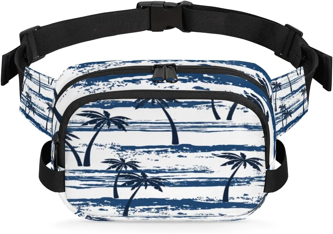 Abstract Coconut Tree Fanny Packs for Women Men Fashion Waist Packs Belt Bag Water-resistant Crossbody Bag Waist Pouch Waist Pack Hip Bum Bag for Hiking Casual Travel Cycling