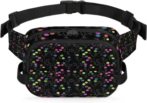Abstract Flower Black Fanny Pack Crossbody Bags for Women Men Waist Packs Hip Bum Bag Cross Body Fanny Pack with Adjustable Strap for Running Hiking Travel