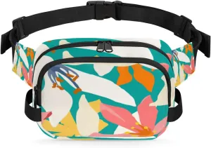 Abstract Flower Bright Fanny Pack Crossbody Bags for Women Men Waist Packs Hip Bum Bag Cross Body Fanny Pack with Adjustable Strap for Running Hiking Travel