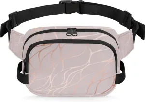 Abstract Pink Marble Fanny Packs for Women Men Fashion Waist Packs Belt Bag Water-resistant Crossbody Bag Waist Pouch Waist Pack Hip Bum Bag for Hiking Casual Travel Cycling