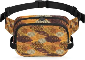 Animal Print Fanny Pack Crossbody Bags for Women Men Belt Bag Africa Art Waist Pack Bag Fanny Packs Cross Body Bag Phone Holder for Outdoors Sports Hiking Travel