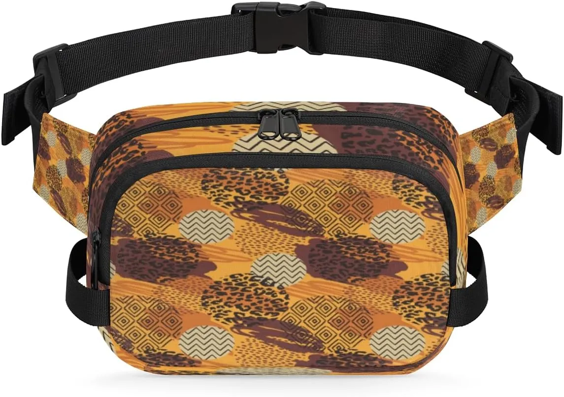 Animal Print Fanny Pack Crossbody Bags for Women Men Belt Bag Africa Art Waist Pack Bag Fanny Packs Cross Body Bag Phone Holder for Outdoors Sports Hiking Travel