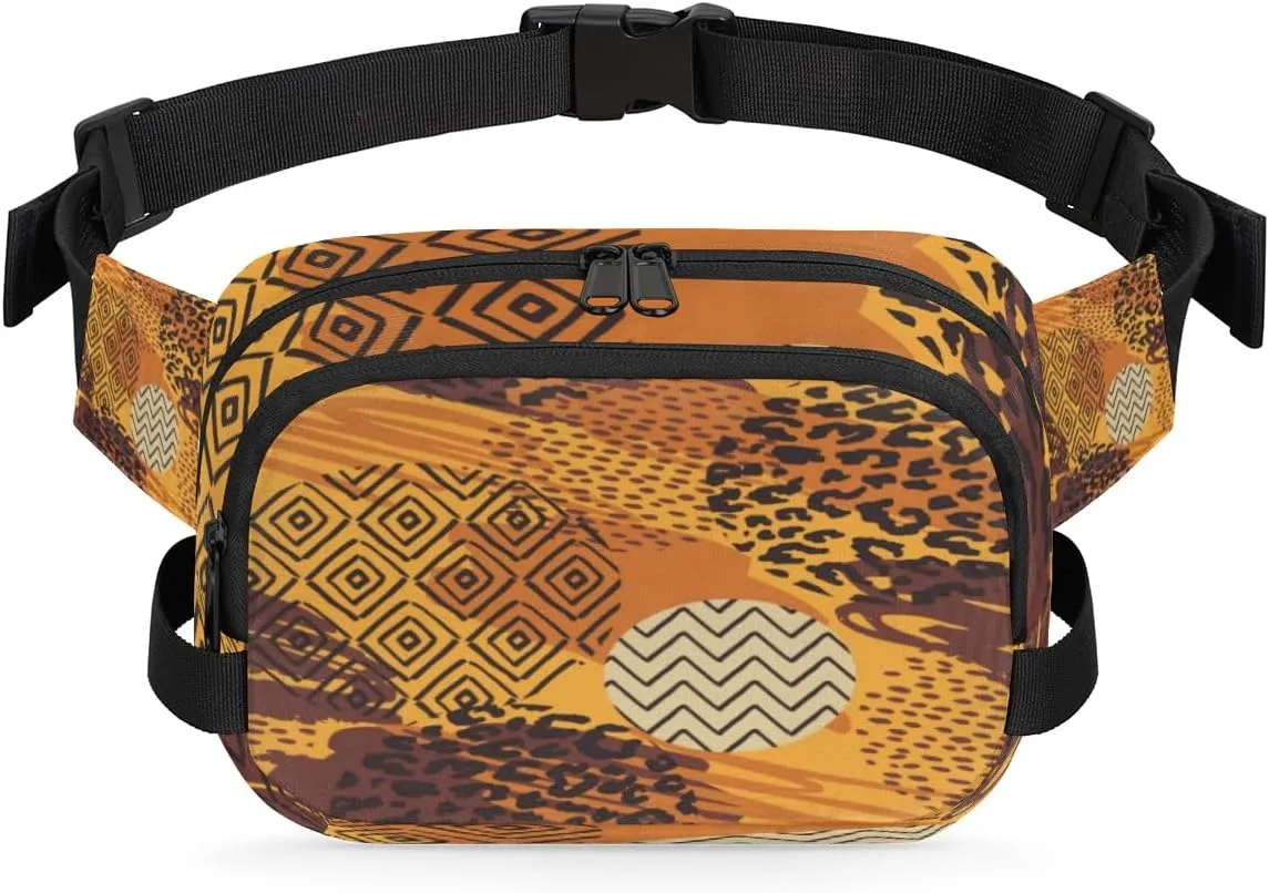 Animal Print Fanny Packs for Women Men Fashion Waist Packs Belt Bag Water-resistant Crossbody Bag Africa Art Waist Pouch Waist Pack Hip Bum Bag for Hiking Casual Travel Cycling