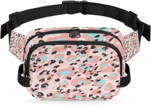 Animal Print Pink Fanny Pack Crossbody Bags for Women Men Waist Packs Hip Bum Bag Cross Body Fanny Pack with Adjustable Strap for Running Hiking Travel