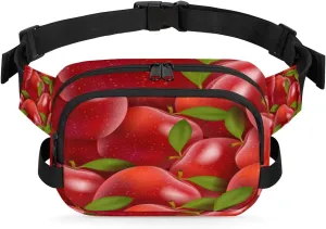 Apple Bright Red Fanny Packs for Women Men Fashion Waist Packs Belt Bag Water-resistant Crossbody Bag Waist Pouch Waist Pack Hip Bum Bag for Hiking Casual Travel Cycling