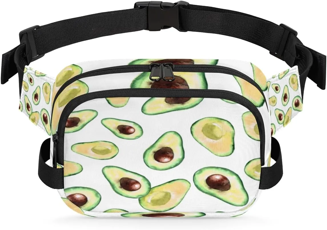 Avocado Cute Fanny Packs for Women Men Fashion Waist Packs Belt Bag Water-resistant Crossbody Bag Waist Pouch Waist Pack Hip Bum Bag for Hiking Casual Travel Cycling