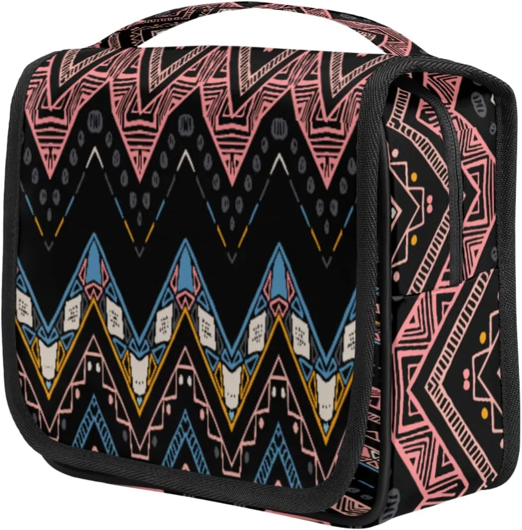 Aztec Hanging Travel Toiletry Bag for Women Makeup Bag Waterproof Square Cosmetic Bag with Zipper for Travel Camping Indoor Outdoor