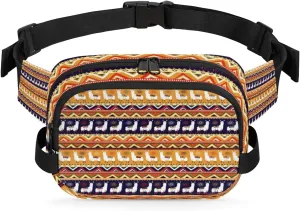 Aztec Llama Fanny Packs for Women Men Fashion Waist Packs Belt Bag Water-resistant Crossbody Bag Cute Llama Waist Pouch Waist Pack Hip Bum Bag for Hiking Casual Travel Cycling