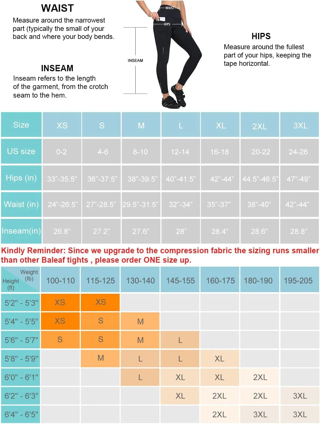 baleaf Women's Cycling Pants 4D Padded Bike Pants Compression Leggings Warm Biking Tights Bicycle Biker Riding Pockets