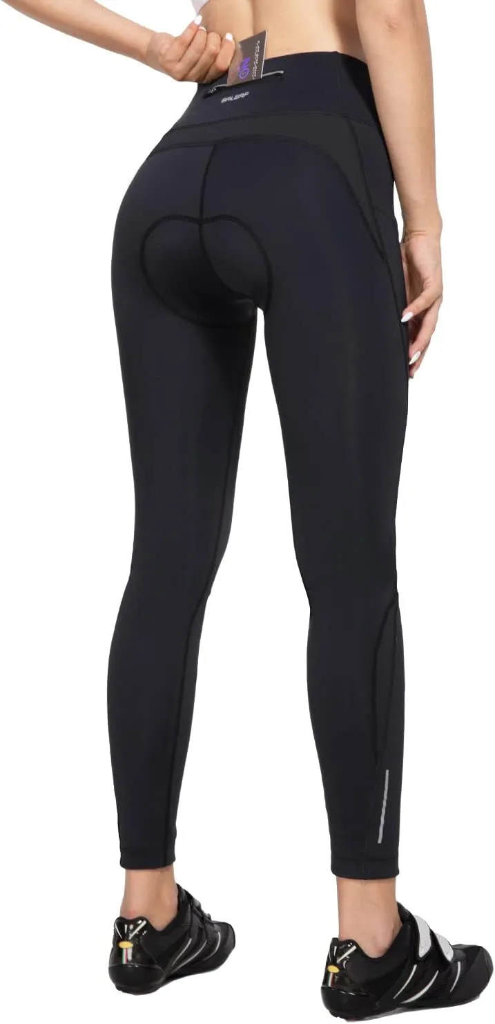 baleaf Women's Cycling Pants 4D Padded Bike Pants Compression Leggings Warm Biking Tights Bicycle Biker Riding Pockets