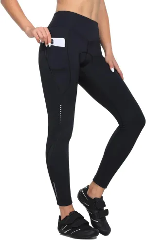 baleaf Women's Cycling Pants 4D Padded Bike Pants Compression Leggings Warm Biking Tights Bicycle Biker Riding Pockets