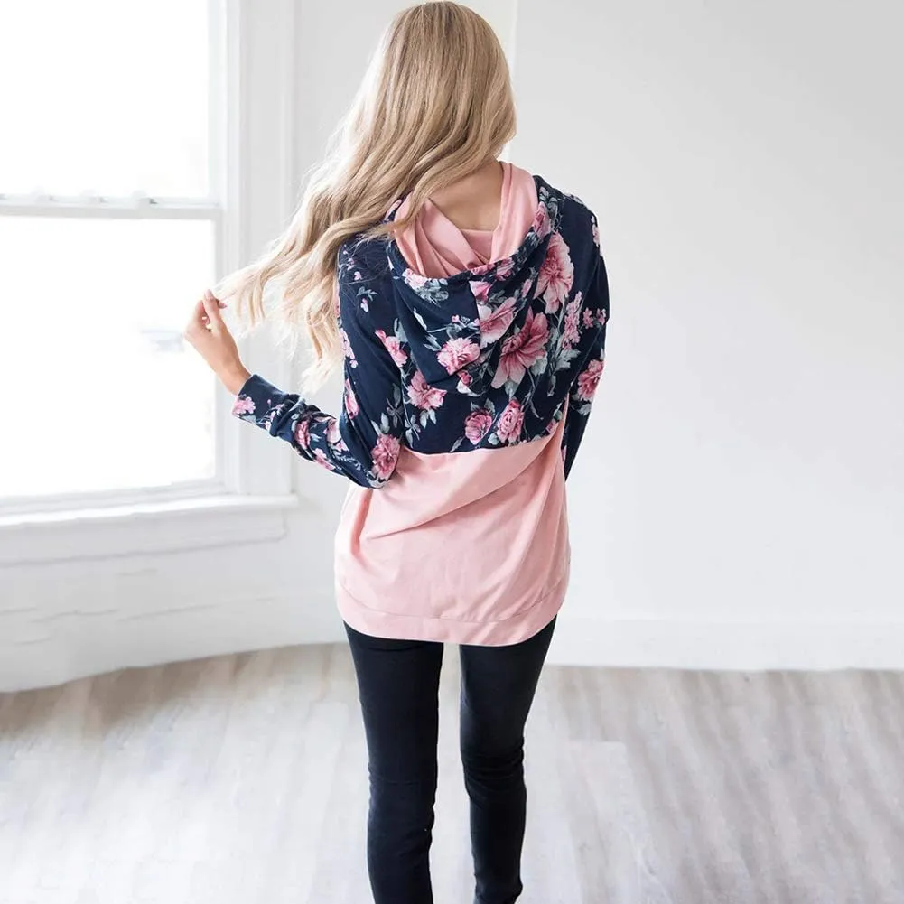 Barlver Women's Casual Hoodies Color Block Long Sleeve Drawstring Sweatshirts 1/4 Zip Pullover Lightweight Tops with Pocket