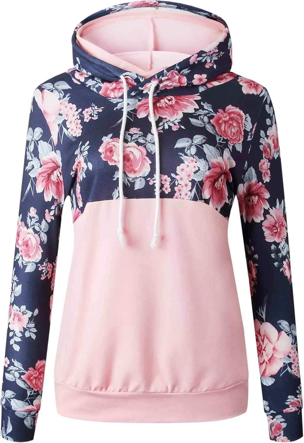 Barlver Women's Casual Hoodies Color Block Long Sleeve Drawstring Sweatshirts 1/4 Zip Pullover Lightweight Tops with Pocket