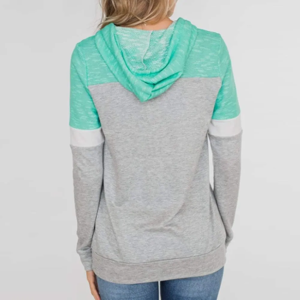 Barlver Women's Casual Hoodies Color Block Long Sleeve Drawstring Sweatshirts 1/4 Zip Pullover Lightweight Tops with Pocket