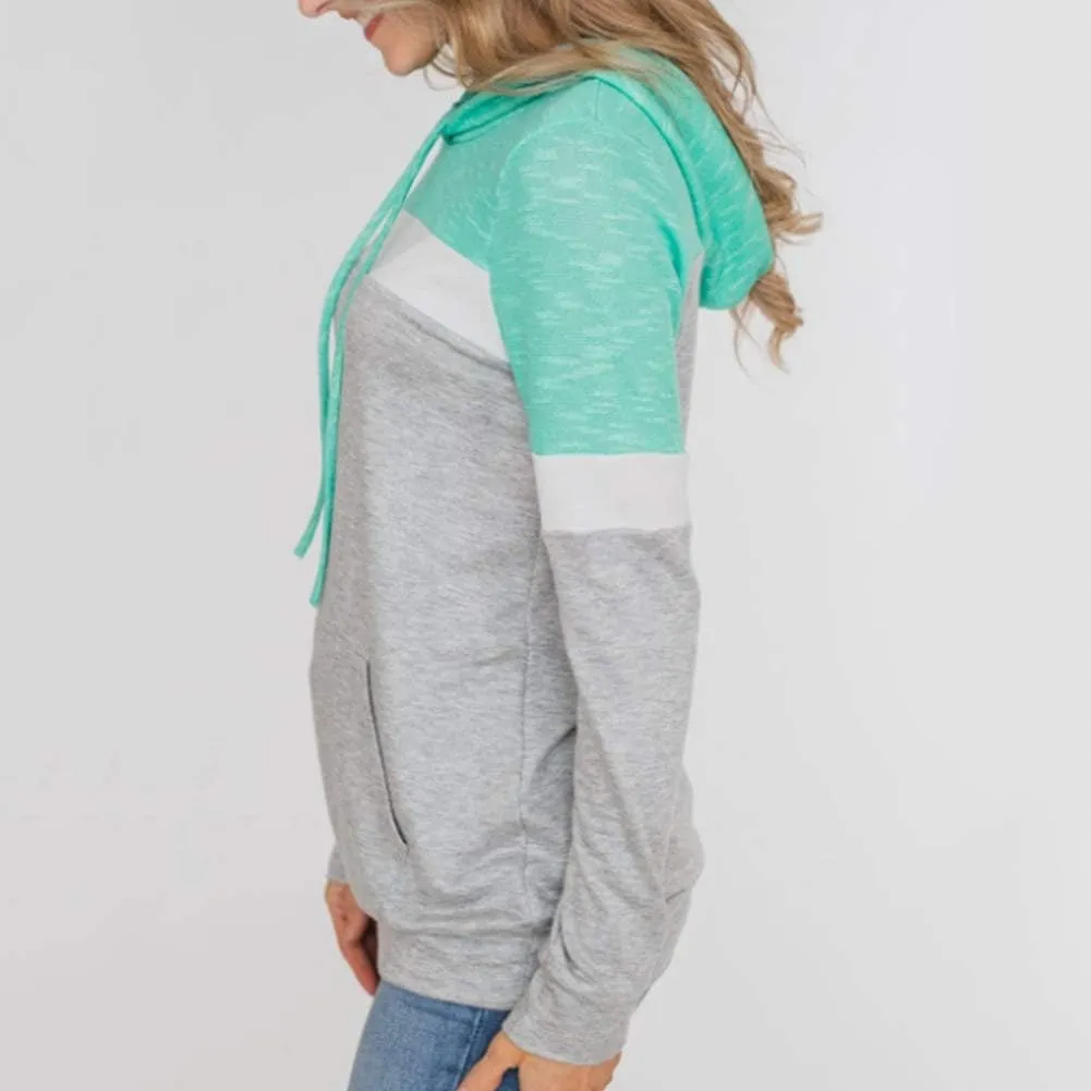 Barlver Women's Casual Hoodies Color Block Long Sleeve Drawstring Sweatshirts 1/4 Zip Pullover Lightweight Tops with Pocket