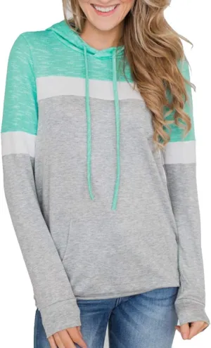 Barlver Women's Casual Hoodies Color Block Long Sleeve Drawstring Sweatshirts 1/4 Zip Pullover Lightweight Tops with Pocket