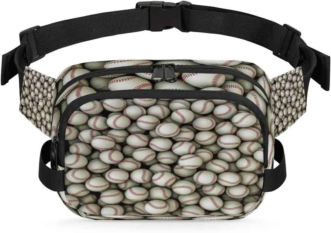 Basball Fanny Packs for Women Men Fashion Waist Packs Belt Bag Water-resistant Crossbody Bag Retro Baseball Waist Pouch Waist Pack Hip Bum Bag for Hiking Casual Travel Cycling