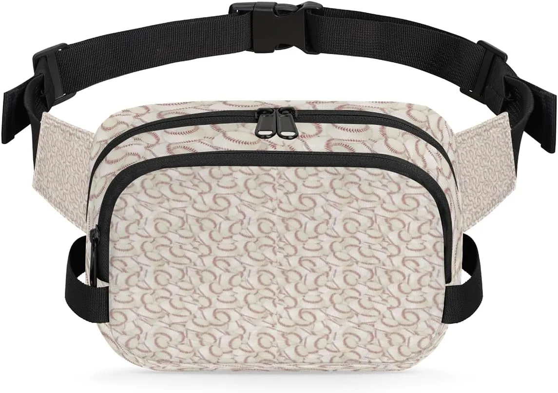 Baseball Abstract Fanny Pack Crossbody Bags for Women Men Waist Packs White Red Hip Bum Bag Cross Body Fanny Pack with Adjustable Strap for Running Hiking Travel