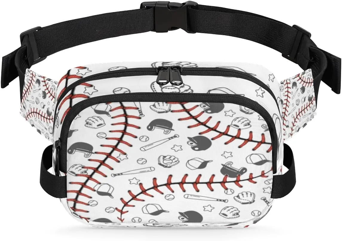 Baseball Fanny Packs for Women Men Fashion Waist Packs Belt Bag Water-resistant Crossbody Bag Baseball Print Waist Pouch Waist Pack Hip Bum Bag for Hiking Casual Travel Cycling