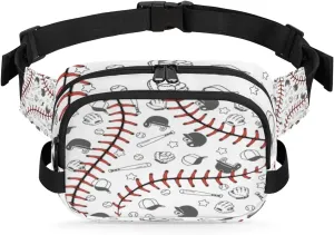 Baseball Fanny Packs for Women Men Fashion Waist Packs Belt Bag Water-resistant Crossbody Bag Baseball Print Waist Pouch Waist Pack Hip Bum Bag for Hiking Casual Travel Cycling