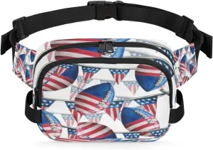 Baseball Patriotic Flag Fanny Packs for Women Men Fashion Waist Packs Belt Bag Water-resistant Crossbody Bag Waist Pouch Waist Pack Hip Bum Bag for Hiking Casual Travel Cycling