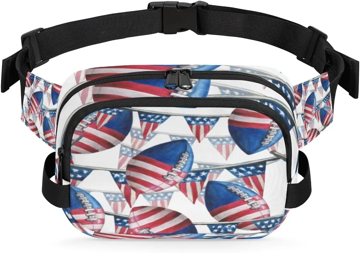 Baseball Patriotic Flag Fanny Packs for Women Men Fashion Waist Packs Belt Bag Water-resistant Crossbody Bag Waist Pouch Waist Pack Hip Bum Bag for Hiking Casual Travel Cycling