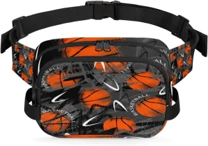 Basketball Abstract Gray Fanny Pack Crossbody Bags for Women Men Waist Packs Hip Bum Bag Cross Body Fanny Pack with Adjustable Strap for Running Hiking Travel