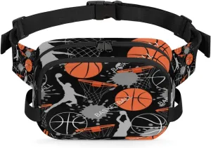 Basketball Sport Splash Fanny Packs for Women Men Fashion Waist Packs Belt Bag Water-resistant Crossbody Bag Waist Pouch Waist Pack Hip Bum Bag for Hiking Casual Travel Cycling