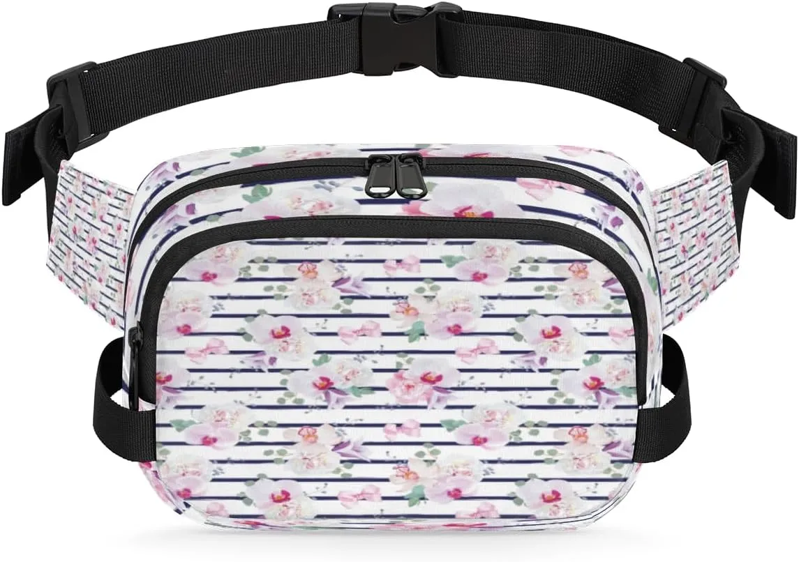 Beautiful Flower Fanny Pack Crossbody Bags for Women Men Waist Packs Aesthetic Hip Bum Bag Cross Body Fanny Pack with Adjustable Strap for Running Hiking Travel