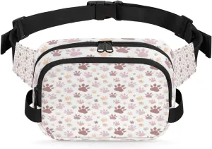 Beige Cat Paw Fanny Pack Crossbody Bags for Women Men Waist Packs Hip Bum Bag Cross Body Fanny Pack with Adjustable Strap for Running Hiking Travel