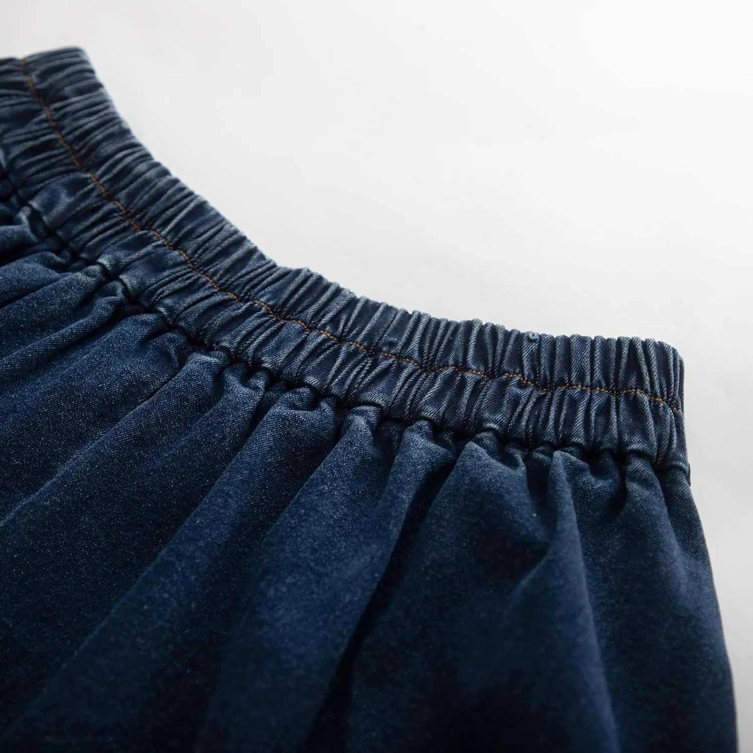 Belle Poque A Line Denim Skirt 1950s High Waisted Jean Skirts for Women Below Knee Length Casual Skirt