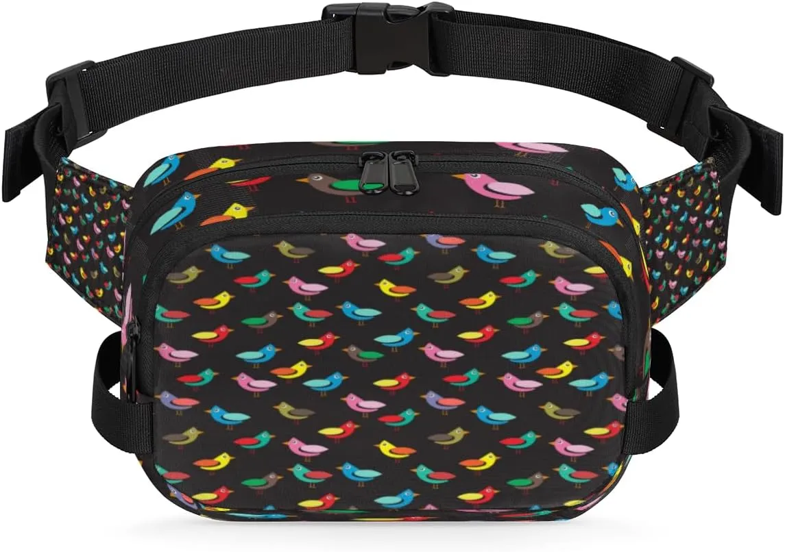 Birds Pattern Fanny Pack Crossbody Bags for Women Men Belt Bag Cute Birds Waist Pack Bag Fanny Packs Cross Body Bag Phone Holder for Outdoors Sports Hiking Travel
