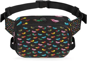 Birds Pattern Fanny Pack Crossbody Bags for Women Men Belt Bag Cute Birds Waist Pack Bag Fanny Packs Cross Body Bag Phone Holder for Outdoors Sports Hiking Travel