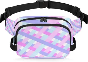 Birthday Gingham Colorful Fanny Pack Crossbody Bags for Women Men Waist Packs Hip Bum Bag Cross Body Fanny Pack with Adjustable Strap for Running Hiking Travel