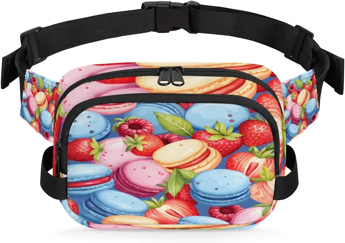 Biscuit Strawberry Fanny Pack Crossbody Bags for Women Men Waist Packs Hip Bum Bag Cross Body Fanny Pack with Adjustable Strap for Running Hiking Travel