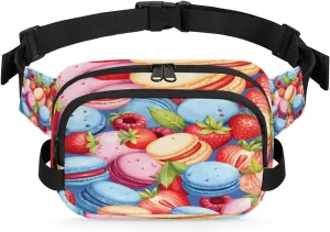 Biscuit Strawberry Fanny Pack Crossbody Bags for Women Men Waist Packs Hip Bum Bag Cross Body Fanny Pack with Adjustable Strap for Running Hiking Travel