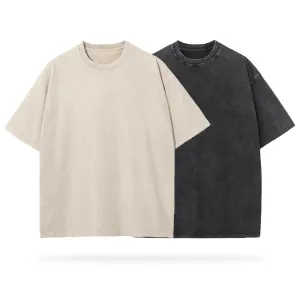Blavra Essentials Men's Washed Blank Tees 2-Pack (Beige, Black)
