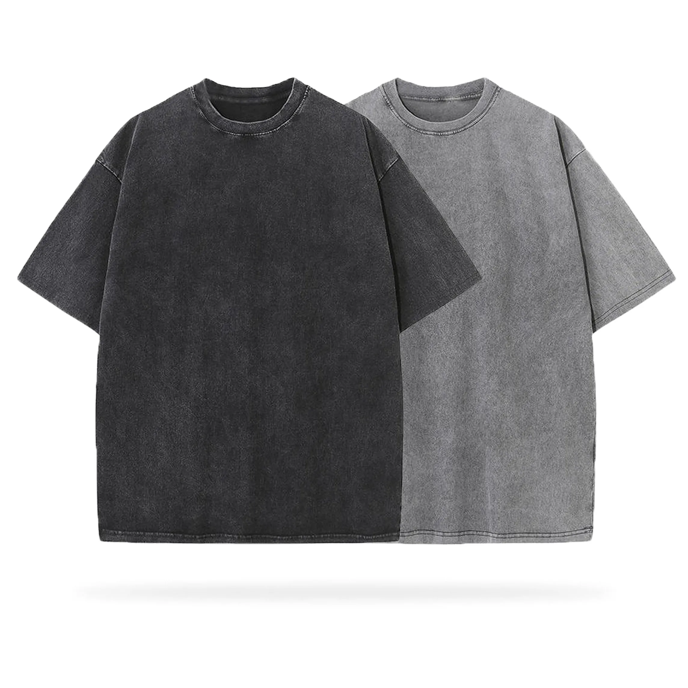 Blavra Essentials Men's Washed Blank Tees 2-Pack (Black, Grey)