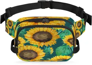 Blooming Sunflower Watercolor Fanny Pack Crossbody Bags for Women Men Waist Packs Hip Bum Bag Cross Body Fanny Pack with Adjustable Strap for Running Hiking Travel
