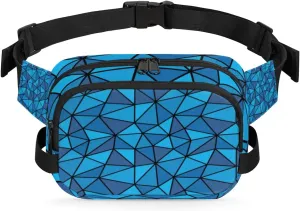 Blue Geometric Line Fanny Pack Crossbody Bags for Women Men Waist Packs Hip Bum Bag Cross Body Fanny Pack with Adjustable Strap for Running Hiking Travel
