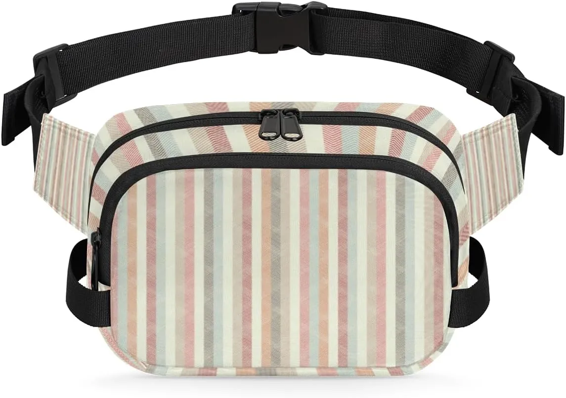 Boho Stripe Tile Fanny Packs for Women Men Fashion Waist Packs Belt Bag Water-resistant Crossbody Bag Waist Pouch Waist Pack Hip Bum Bag for Hiking Casual Travel Cycling