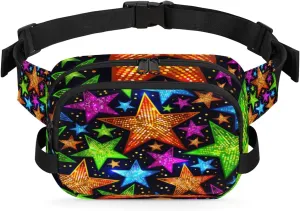 Bright Star Dots Fanny Pack Crossbody Bags for Women Men Waist Packs Colorful Hip Bum Bag Cross Body Fanny Pack with Adjustable Strap for Running Hiking Travel