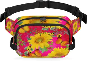Bright Sunflower Beautiful Fanny Packs for Women Men Fashion Waist Packs Belt Bag Water-resistant Crossbody Bag Waist Pouch Waist Pack Hip Bum Bag for Hiking Casual Travel Cycling