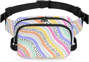Bright Wave Dots Fanny Pack Crossbody Bags for Women Men Waist Packs Hip Bum Bag Cross Body Fanny Pack with Adjustable Strap for Running Hiking Travel