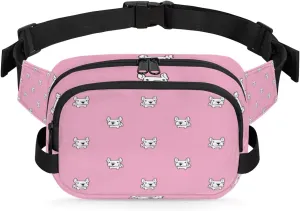 Bulldog Hot Pink Fanny Pack Crossbody Bags for Women Men Waist Packs Hip Bum Bag Cross Body Fanny Pack with Adjustable Strap for Running Hiking Travel