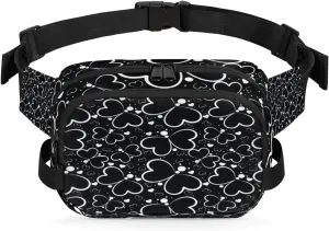 Butterfly Love Heart Fanny Packs for Women Men Fashion Waist Packs Belt Bag Water-resistant Crossbody Bag Waist Pouch Waist Pack Hip Bum Bag for Hiking Casual Travel Cycling