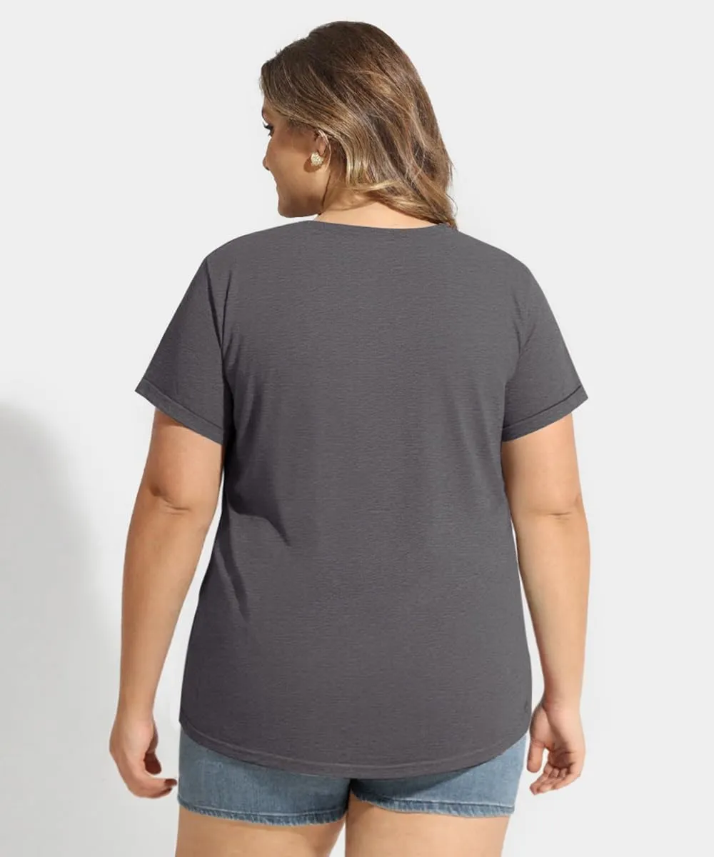 CARCOS Plus Size Tops for Women Short Sleeve Shirt Summer Star/Leopard/Tie Dye/Flower Crewneck Pullover Tunic XL-5XL